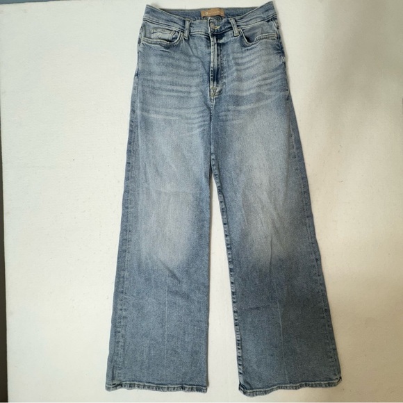 7 for all mankind luxe vintage ultra High rise wide leg cropped Jo jeans In Must - Picture 2 of 9